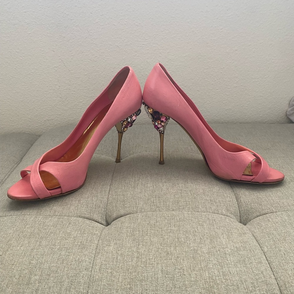 Miu Miu Pink Embellished Heels - Picture 4 of 15